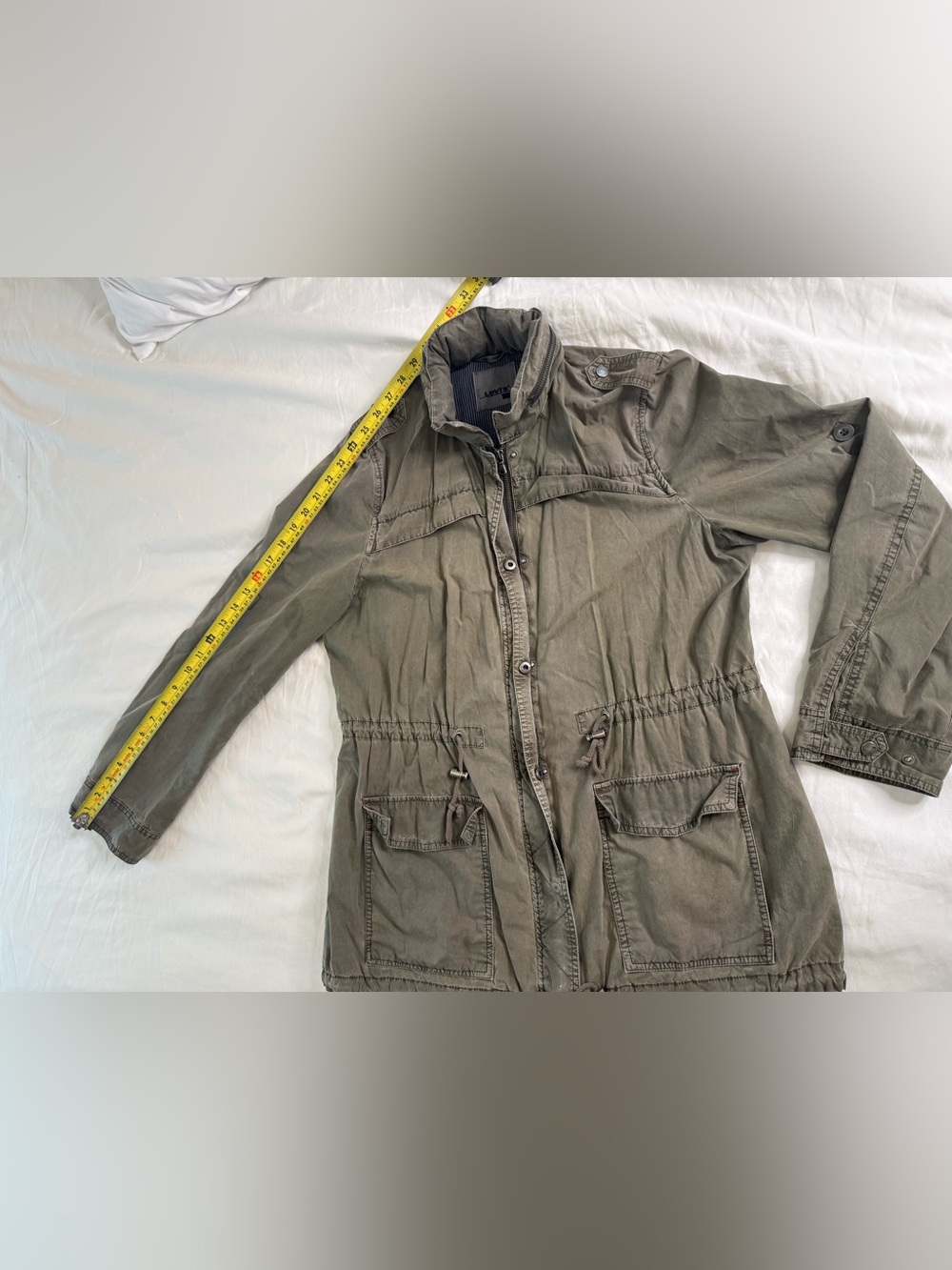Levi’s Olive Military Utility Field Jacket Hooded Gorpcore Anorak Cargo Medium - Picture 13 of 14